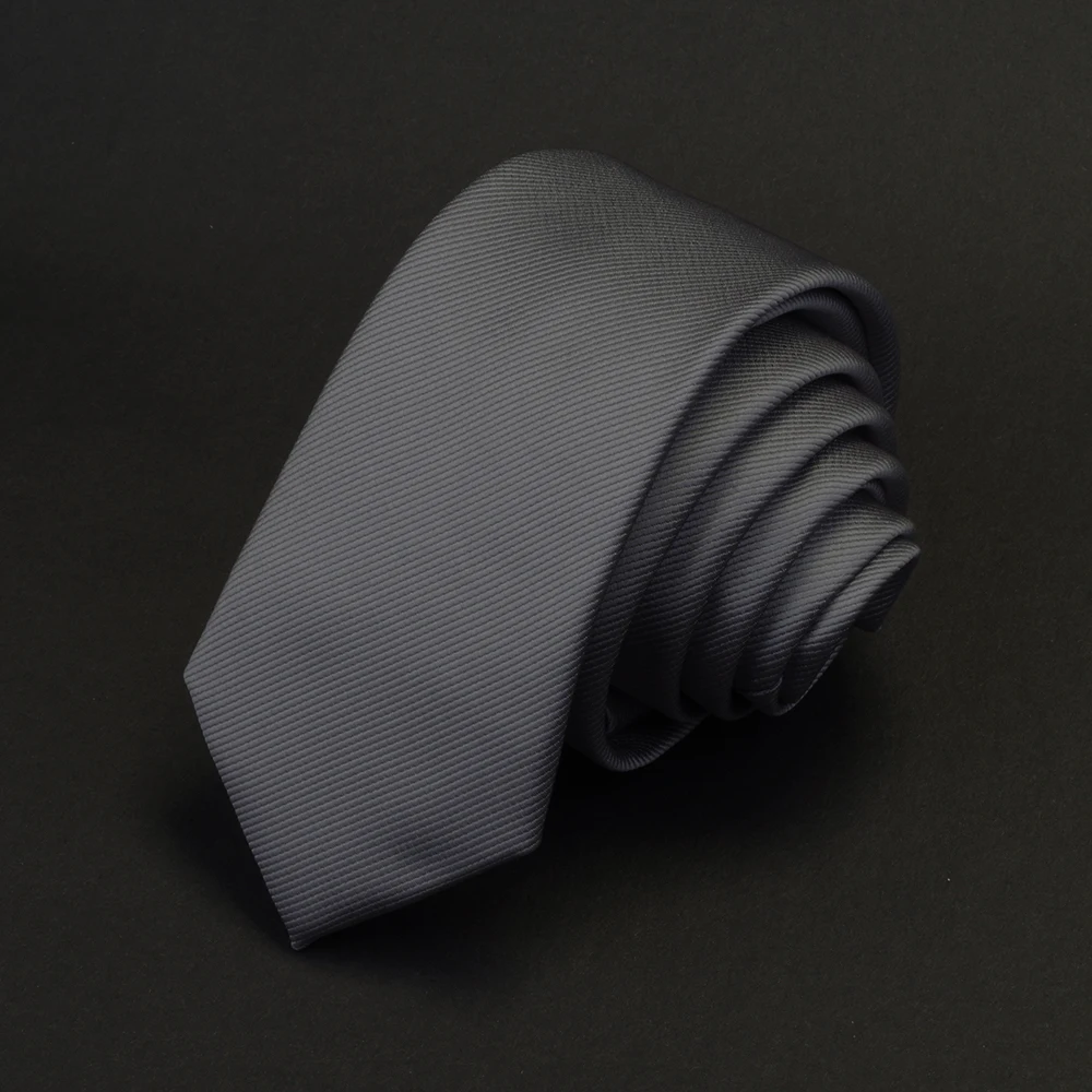 Plain Color Tie 6cm Slim Tie for Men Red Blue Casual Necktie