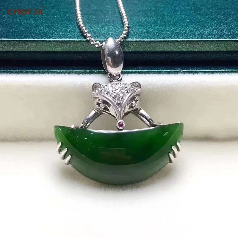 

Certified Natural Hetian Jasper Inlaid 925 Sterling Silver Handmade Lucky Jade Pendant Ice Green High Quality Wonderful Gifts