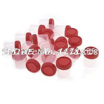 

20pcs Home Clear Plastic Round Shape Urine Test Cups 60mL w Red Cover