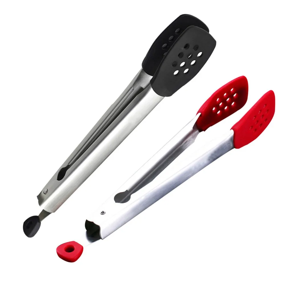 

Waasoscon Utensils Tongs Stainless Steel Food Grade Silicone Kitchen Clips For BBQ Bread Vegetable Fruit Salad Food Tweezers