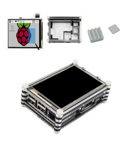 

New 3.5 inch LCD Display Touch Screen with 9-layer Case + 3pcs Ceramic Heatsink for Raspberry Pi 3