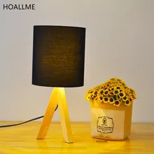 Минимализм Farbic абажур тренога Настольная лампа с деревянным основанием Светодиодный лампа для прикроватной тумбочки лампа для чтения приспособление для дома внутреннего декора освещение