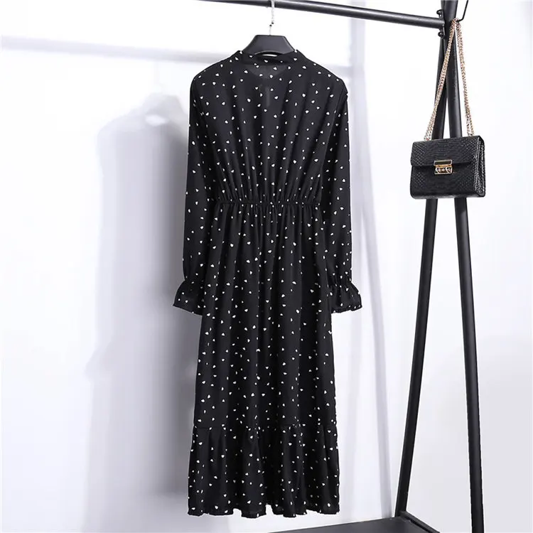 24 Types Floral Print Dresses Women Autumn Chiffon Dress Casual Bowknot O-Neck Long Sleeve Vestidos Mujer Retro Robe Femme Dress (14)