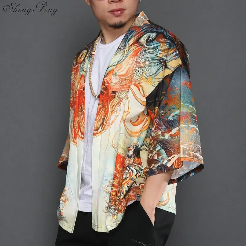 Традиционная японская Мужская одежда, японское кимоно юката, традиционная китайская одежда для мужчин Q133