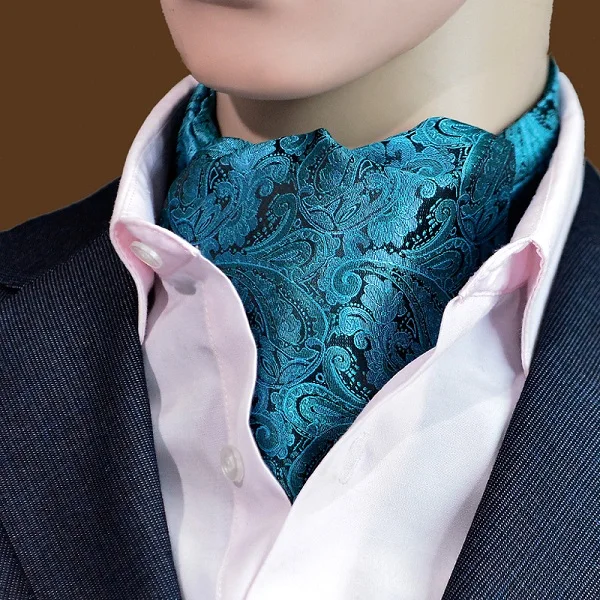 Мужской винтажный Свадебный Официальный галстук Ascot резинки для волос, мужские галстуки из полиэстера и шелка, галстук для шеи, Роскошный узор Пейсли - Цвет: Синий