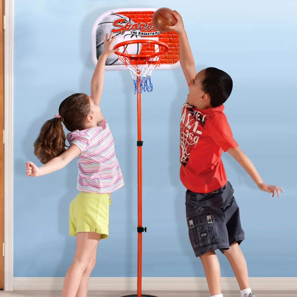 

80-165cm Children Basketball Sport Portable Backboard Basketball Stand 3-Section Height Adjustable with Inflator