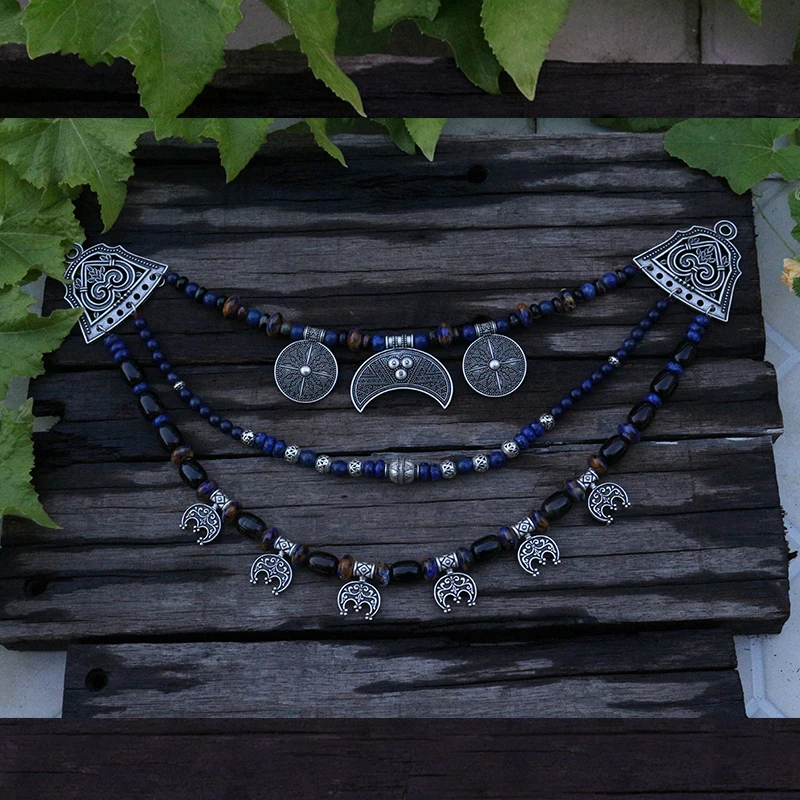 1 шт. ювелирные изделия Viking Kette Lapis этнические украшения богемная луна уникальный