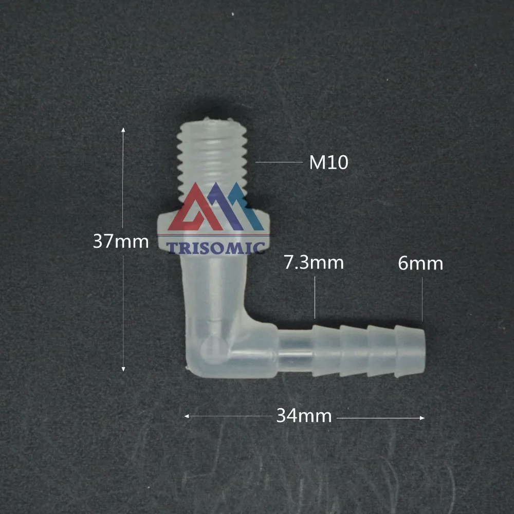 

6*M10 Elbow screw thread type Aquarium Connector Tube Joiner Material PP Plastic Fitting Tank Airline acid and alkali resistant
