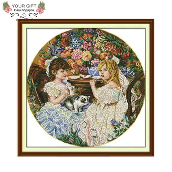 

Your Gift RA201 14CT 11CT Counted and Stamped Home Decor Afternoon Tea Needlework Embroidery DIY Cross Stitch kits