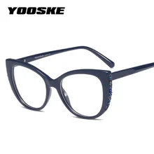 YOOSKE, алмазные оптические очки, оправа для женщин, кошачий глаз, прозрачные стразы, женские очки, роскошный бренд, прозрачные линзы, очки для глаз