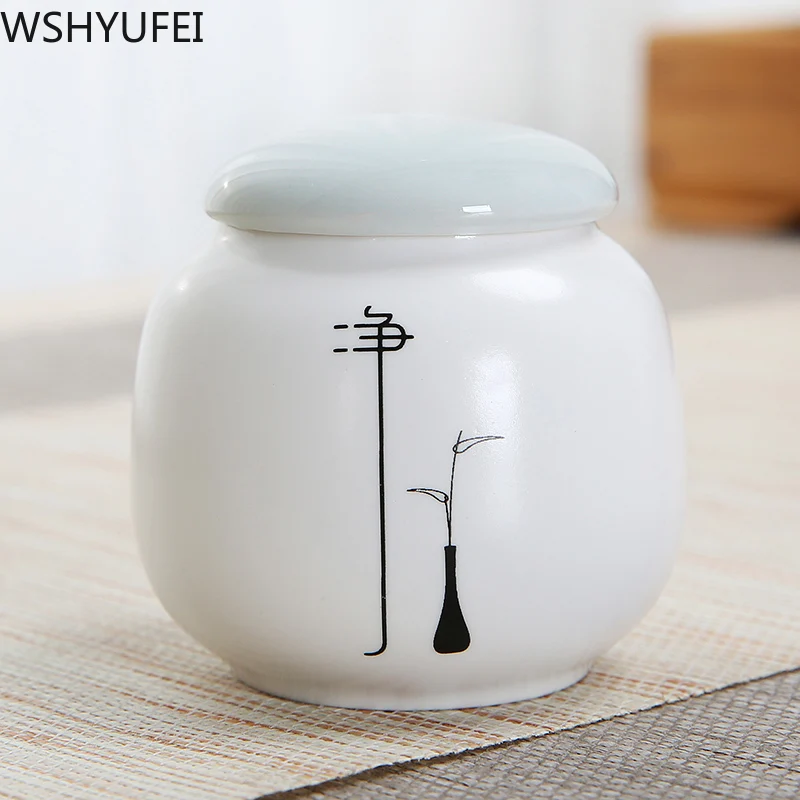 

Retro ceramic mini tea cans Kung Fu tea sealed cans dried fruit collection must travel travel portable sealed storage tank