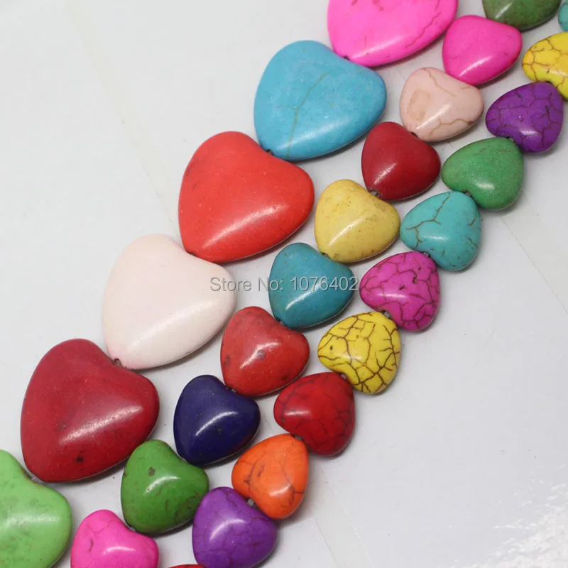 

Mini. Oder is $7!12x14,14x15,24x25mm Multicolor Turquoises Heart Spacer Loose Beads 15"