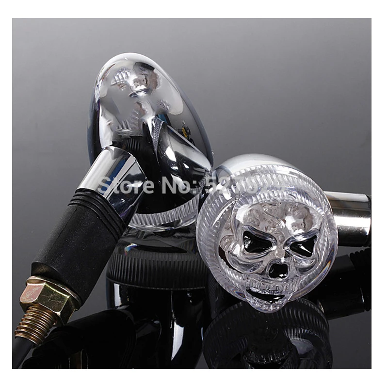 

2PCS Black Eyes Skull Skeleton head Motorcycle Turn Signal Indicators for Yamaha Virago XV 250 500 535 700 750 920 1100