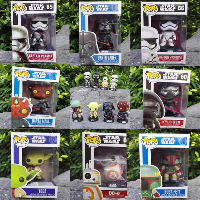 

2017 new Funko POP Star Wars Darth Vader NO.01 MAUL Captain Phasma BB-8 BOBA FETT YOOA Bobble-head Toys PVC Action Figure Toy