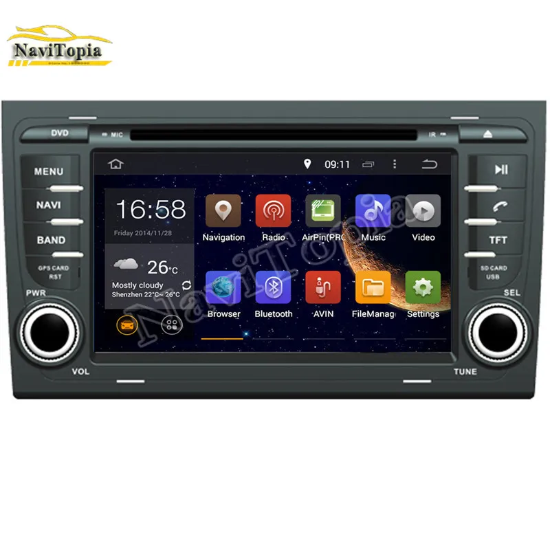 NAVITOPIA 4G RAM 64G ROM PX6 Six Core Android 9.0 Car DVD Player GPS Navigation for Audi A4 2002-2008 SEAT EXEO 2010- | Автомобили и