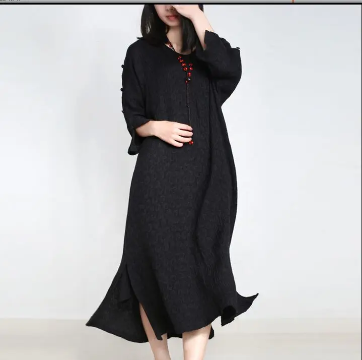 

Free shipping spring new retro Zen jacquard simple loose dresses S617