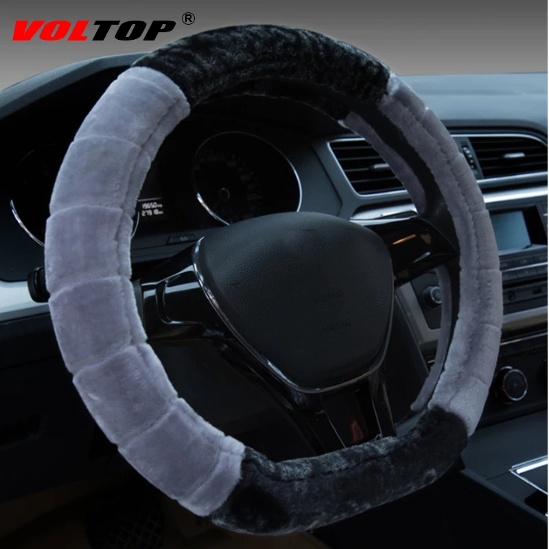  VOLTOP Car Accessories Ornaments Plush Fur Steering Wheel Cover Winter Universal 36-38cm Fashion Wa