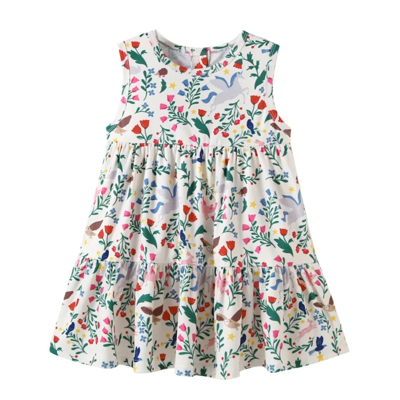 

2019 Baby Kids Girl Dresses Summer Chidlren Clothes Toddler Girls Dress Baby Cotton Sleeveless Floral Princess Dress