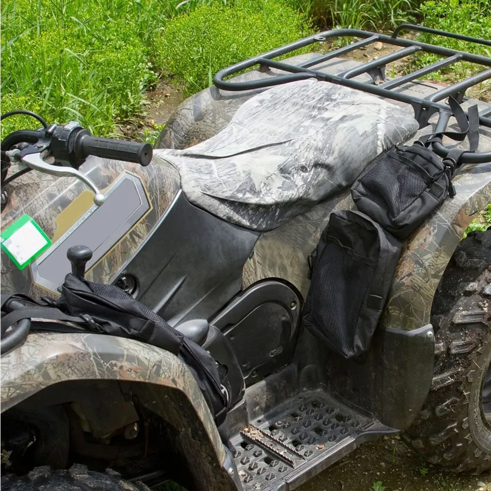 2PCS 600D Oxford ATV Fender Bags ATV Tank Saddle Bags Cargo Storage Hunting Beach
