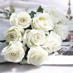 Искусственные розы фланелевые Цветы Свадебный букет вечерние домашний декоративный Букет Рождественский искусственный цветочный ^ 15