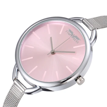 

Montre femme 2019 Fashion Simple Slim Band Ladies Watch Round Pink Dial Elegant Metal Band Casual Women Bracelet Quartz Clock