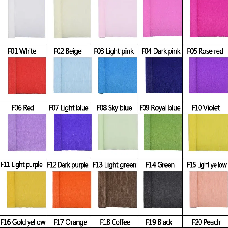 250cm 10/15/25/50cm Wide Crepe Paper DIY Flower Wrapping for Wedding Birthday Party Decoration Gift Packing Craft Crinkled Paper