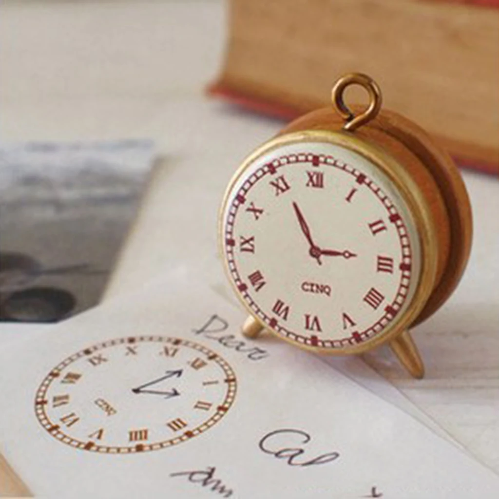 Diary Decor Stamp Wooden Rubber Stamps for Scrapbooking Card Making DIY Photo Album Craft Standard Stamps, Retro Clock Stam
