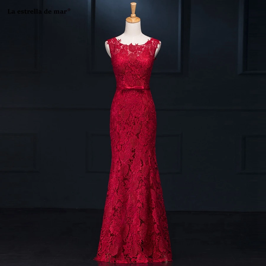 

Vestido madrinha2021 new lace backless sexy mermaid burgundy bridesmaid dresses long wedding guest dress