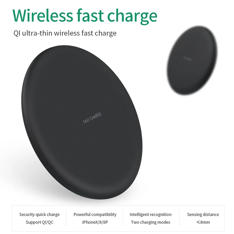 

Fast Wireless Charger For iphone 8plus Apple X Mobile Phone High-power Dissipate Heat Wireless Charge 10W QI Fast Charging