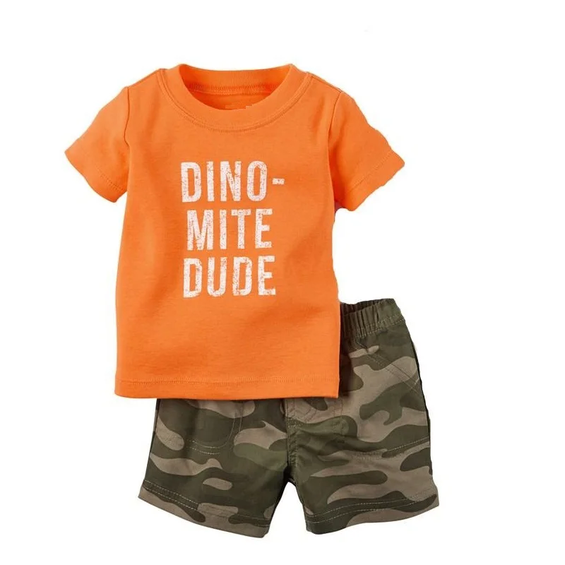 Excavator Little Boys Clothes Suit Summer Toddler Tops Pant Outfit Digger Boy Cotton Infant Clothing 6 9 12 18 24 Month Pajamas