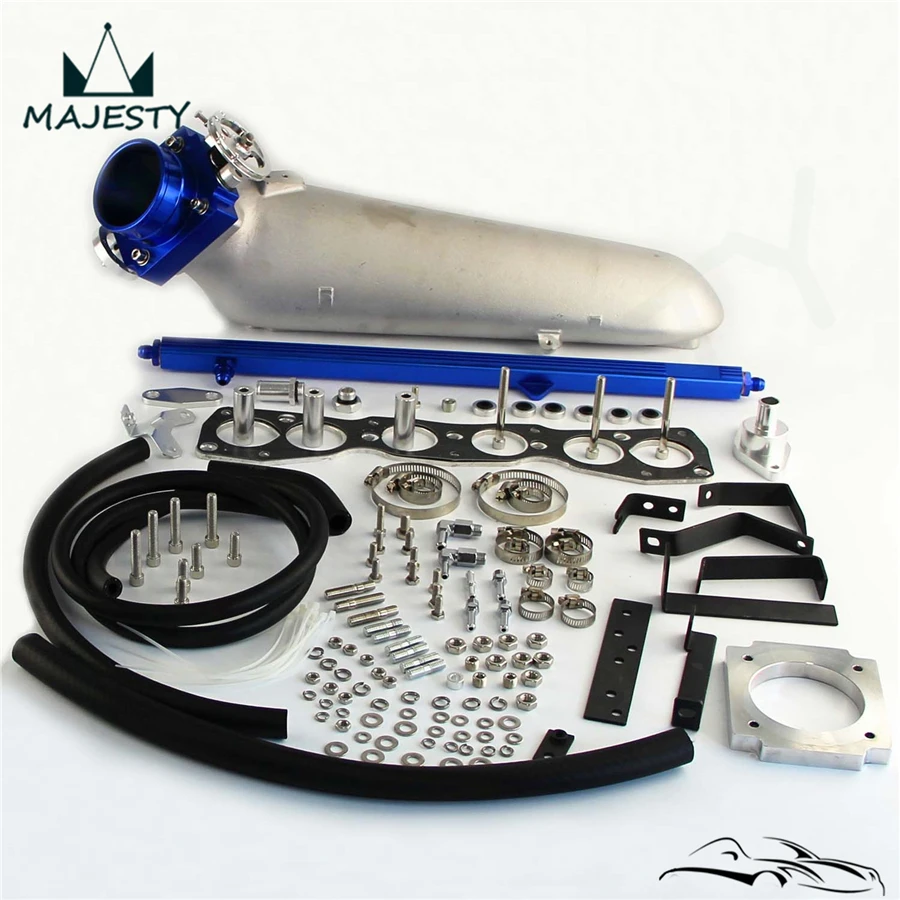 

Intake Manifold+80MM Throttle Body+Fuel Rail For T*oyota S*upra 2*JZGTE J*ZA80 93-98 Blue
