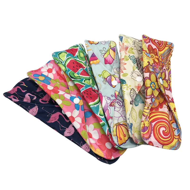 

[Mumsbest] 5PCS Bamboo Charcoal Sanitary Pad Washable Print Color Large Size Cloth Pads Maternity Pads Sent By Random Color