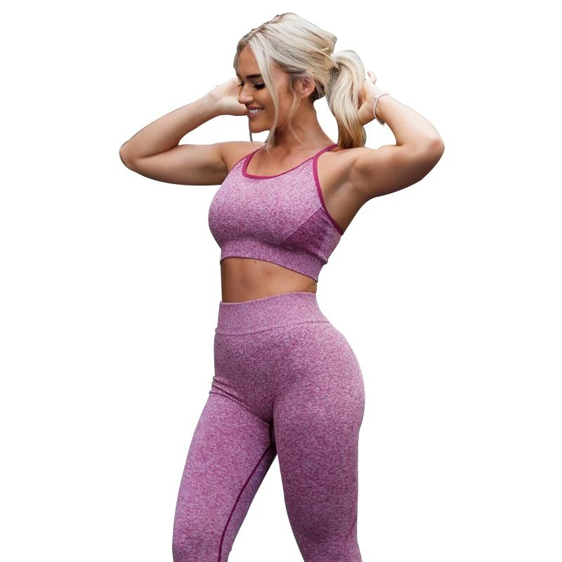 

Women Gym Sets 2 Piece Fitness Clothes Red Blue Yoga Sets Leggings Running Sport Outfit Exercise Seamles Workout Clothing