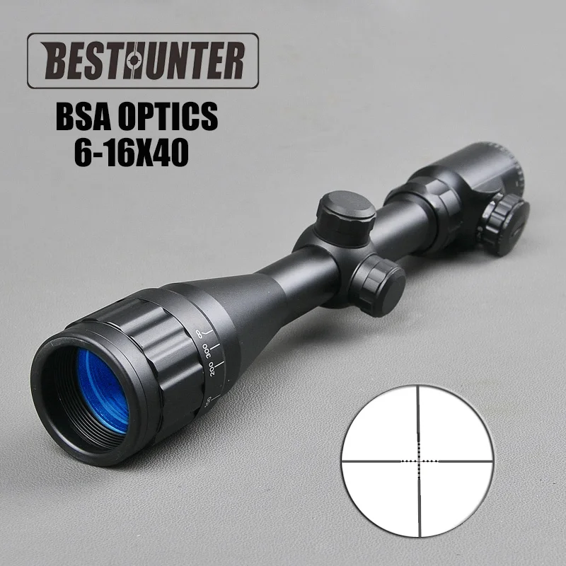 

BSA OPTICS 6-16X40 Tactical Riflescope Hunting Red&Green Dot Reticle Fiber Optic Rifle Scope For Rifle Air Guns Sniper Gear
