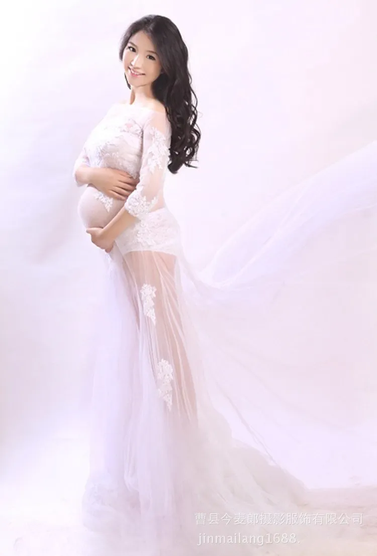 Белое кружевное платье для беременных, платья для фотосессии, Элегантное нарядное платье для беременных, длинное платье для фотосессии