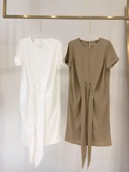 

2020 summer new round neck cross strap short sleeve dress