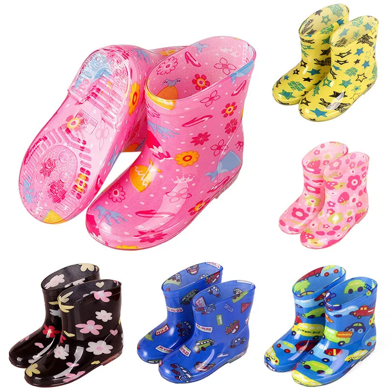 

Children 2-5Y Rain Boots Cartoon Animal Fashion Princess Kids Plus Velvet Warm Rubber Antiskid Student Water Shoes 2-5Y