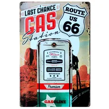 [Mike86] автозаправочная станция на маршрут США 66 новые металлические Настенная Наклейка Декор Винтаж вывеска для бара 20*30 см, в ассортименте предметы B-262