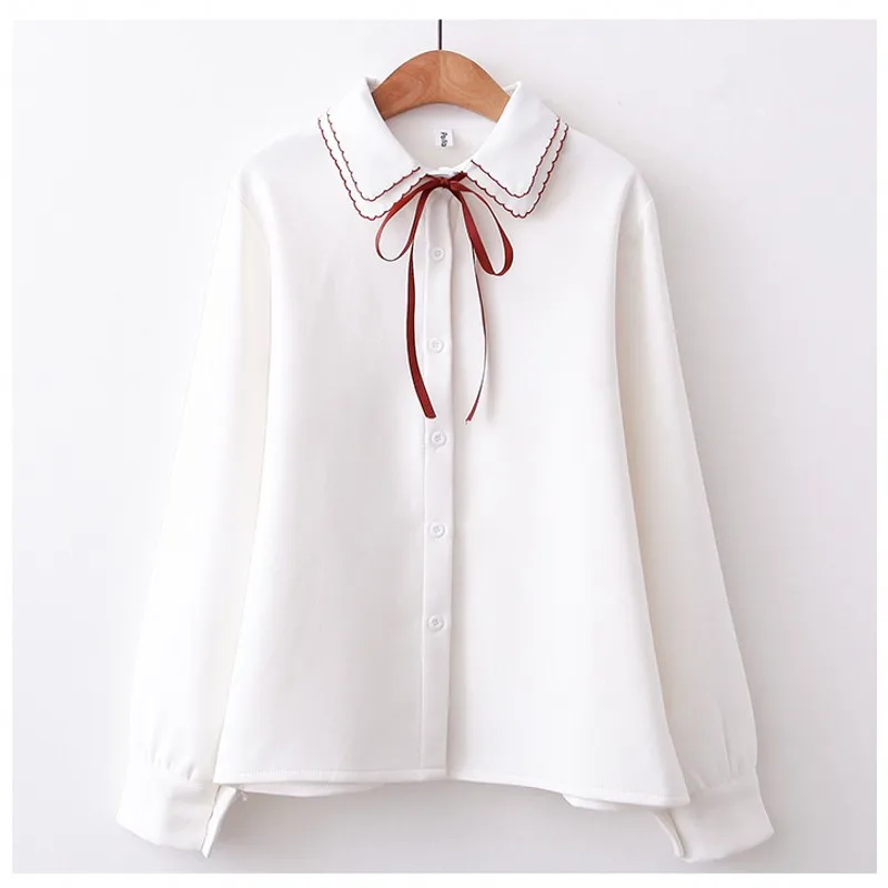  2018 Bowknot shirt for mori girls daughter students autumn summer Japanese style cute long sleeve t