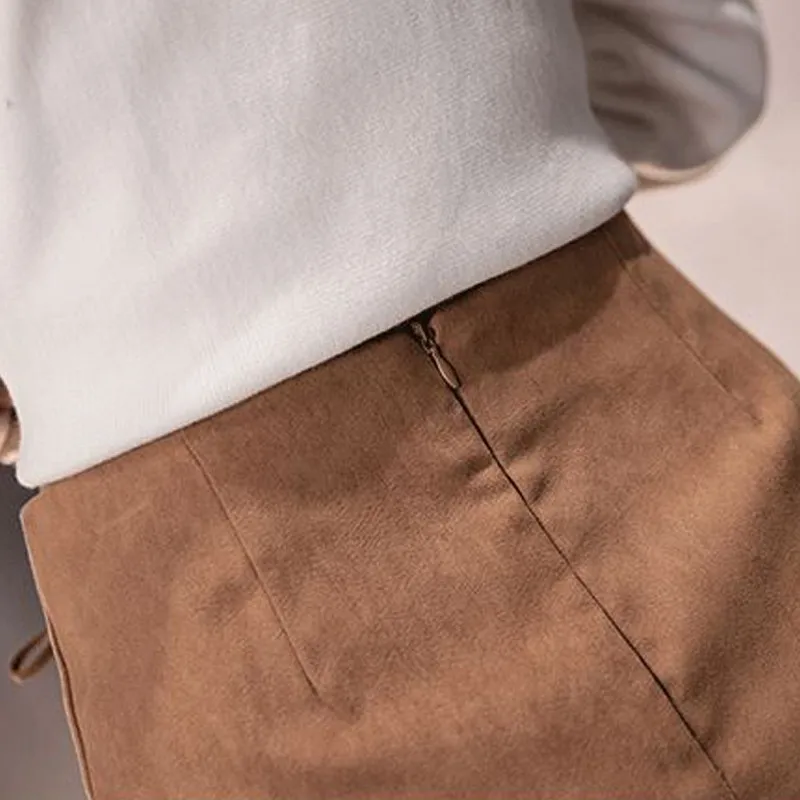 2018 Summer High Waist Faldas Mujer Lace-up Skirts Jupe Femme Lace Up Skirts Women Skirts Black Mini Suede Skirt For Women H0015 Skirts