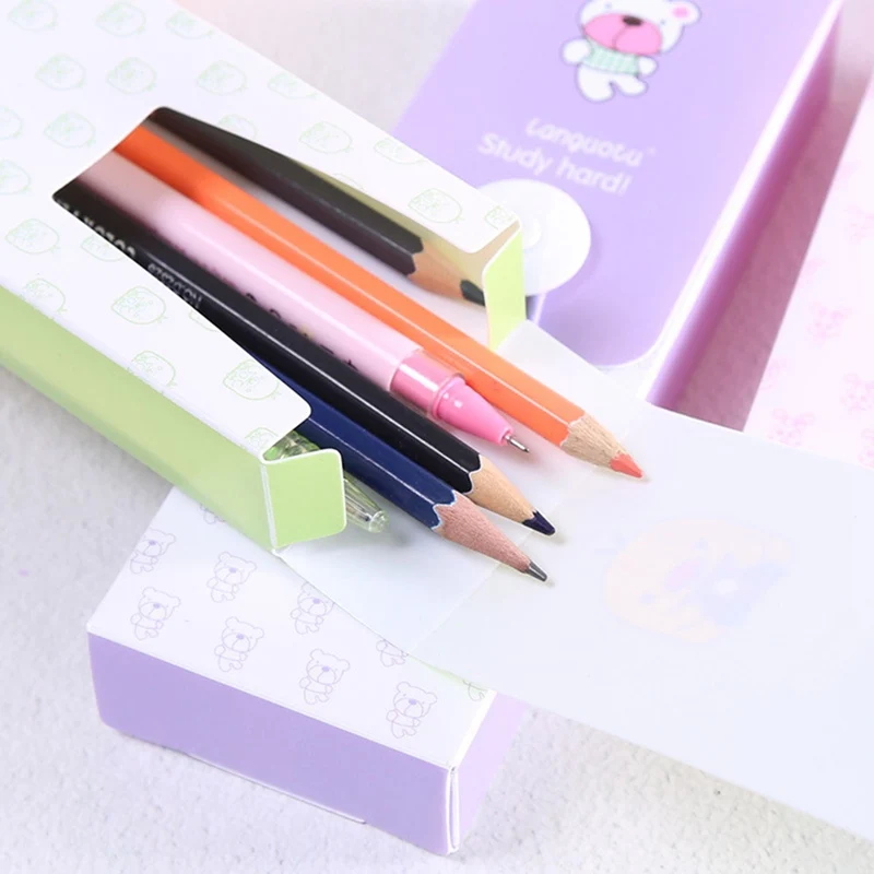 

Simple Cute Cartoon Pencil Case Students Pencil Box Plastic Pen Pouch Learning Office Supplies