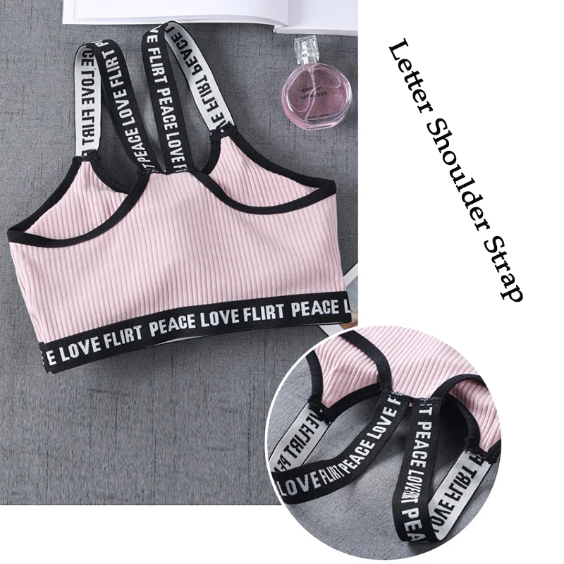 Letter Sports Bra Top Push Up Fitness Running Yoga Bra Underwear Cotton Sport Tops For Women Gym Wear Solid Women Sportswear