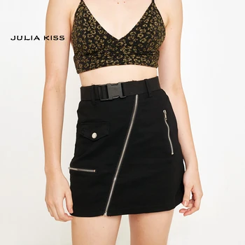 

Women Asymmetric Zip Front Fit Mini Skirt