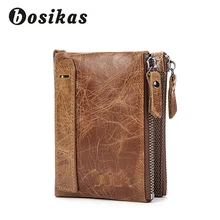 BOSIKAS из натуральной кожи кошелек, мужские кошельки клатч на молнии Короткие Для мужчин в два раза кошелек, Винтаж отделение для монет Кошельки Кошелек Для мужчин в виде мультяшных зверей