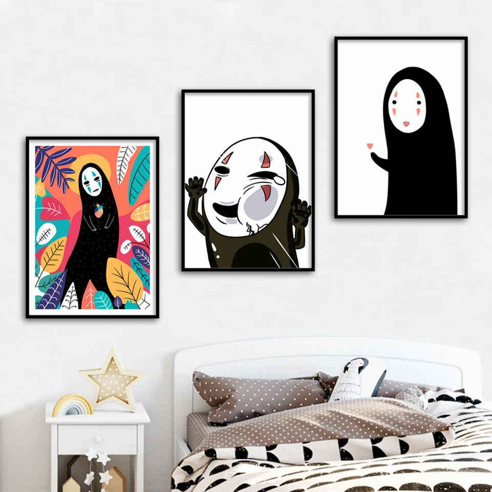Spirited-Away-Poster-Nordic-Kids-Bedroom-Canvas-Painting-Pop-Art-Print-No-Face-Man-Anime-Posters