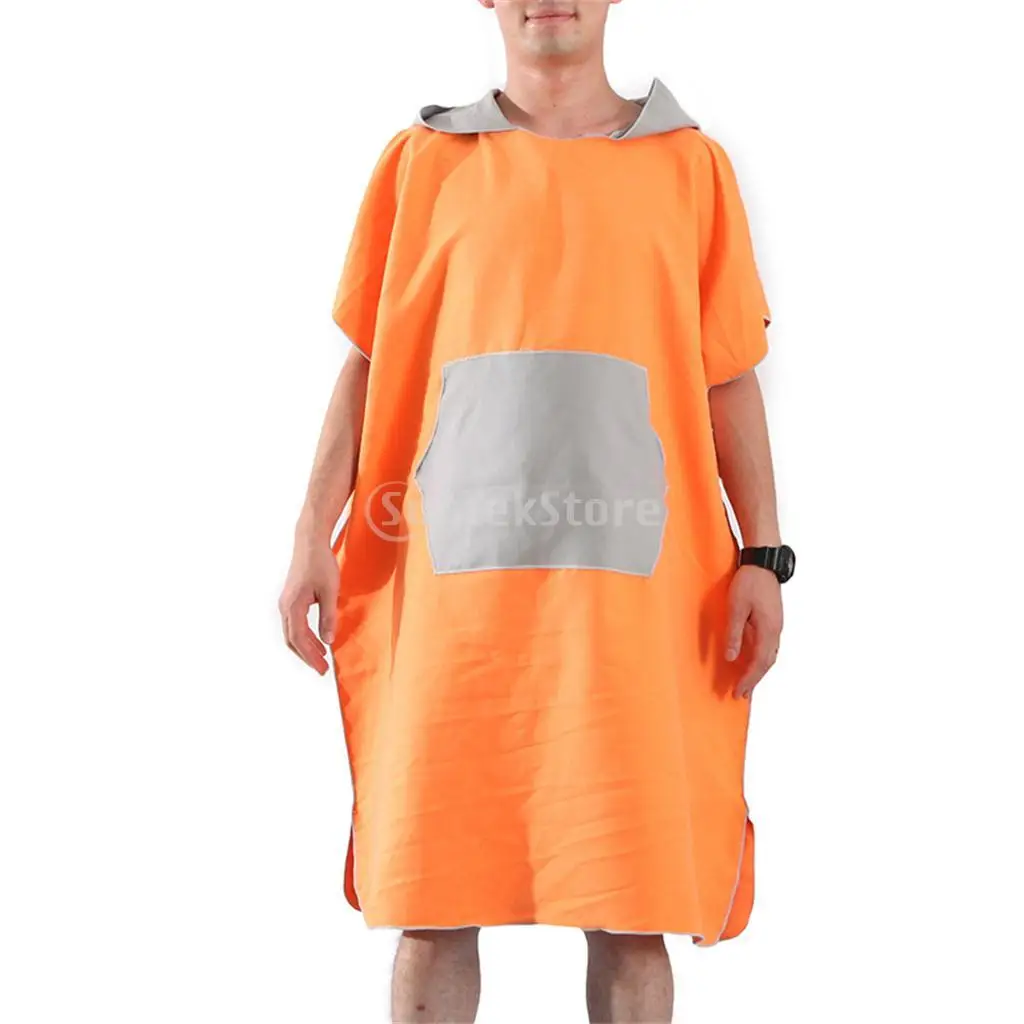 Unisex Mens Womens Kids Surf Beach Hooded Poncho Wetsuit Changing Robe Towel with Pocket, Mesh Carry Shoulder Bag - 7 Colors