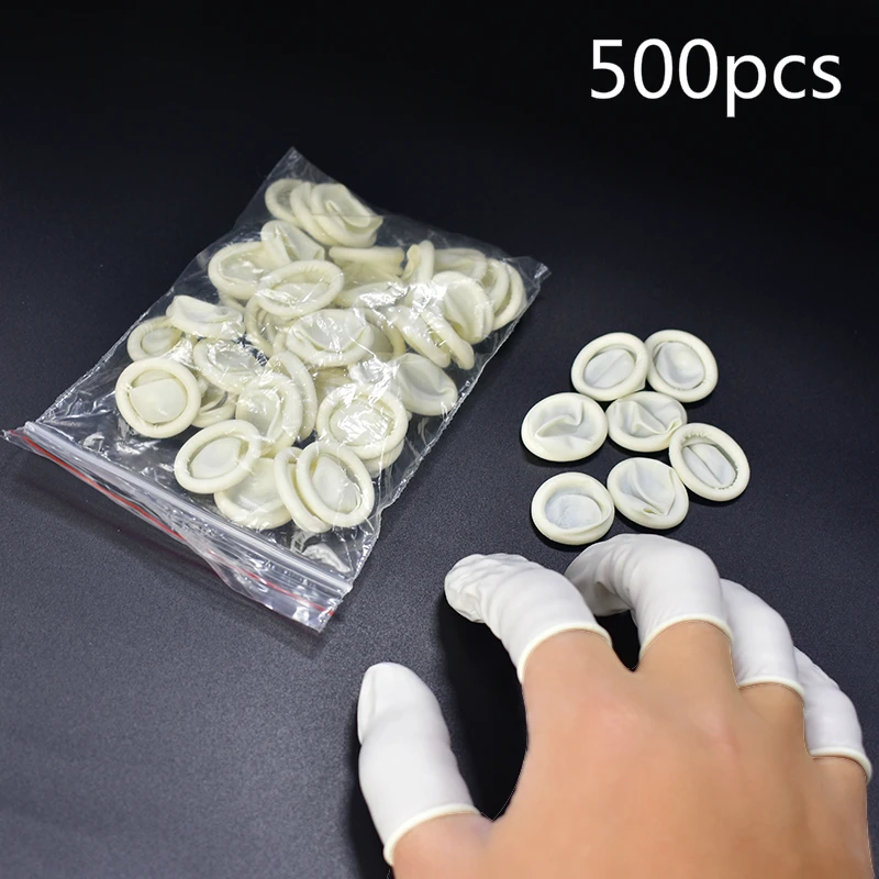 

FGHGF 500pcs Disposable Anti Static Rubber Latex Finger Cots Eyebrow Extension Gloves Practical Off Eyelash Extension Tool White