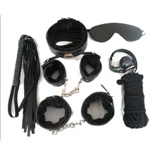Adult Game 7-pcs Set Handcuffs Gag Clamps Whip Collar Erotic Toy Leather Fetish Sex Bondage Restraint Sex Toy for Couples