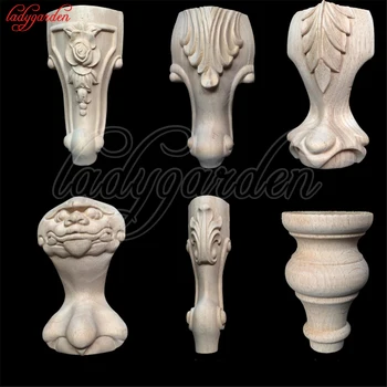 

Decorative Furniture Leg Decor Carved Wooden Bed Applique Woodcarving Cabinet Foot Unpainted Miniatures Decal Wood Furniture