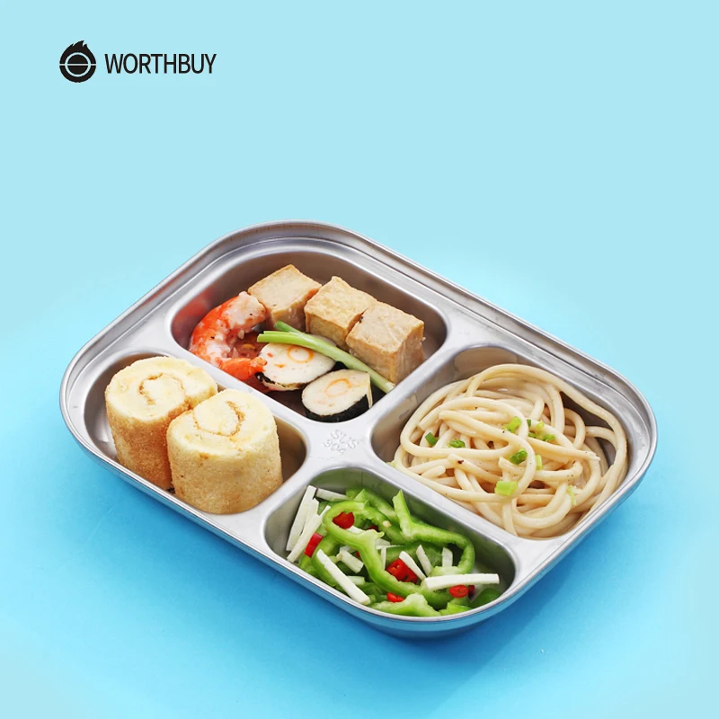 WORTHBUY японский Bento Box 304 нержавеющая сталь металлический Ланч-бокс с отделениями детский пищевой контейнер коробка для школы набор для пикника